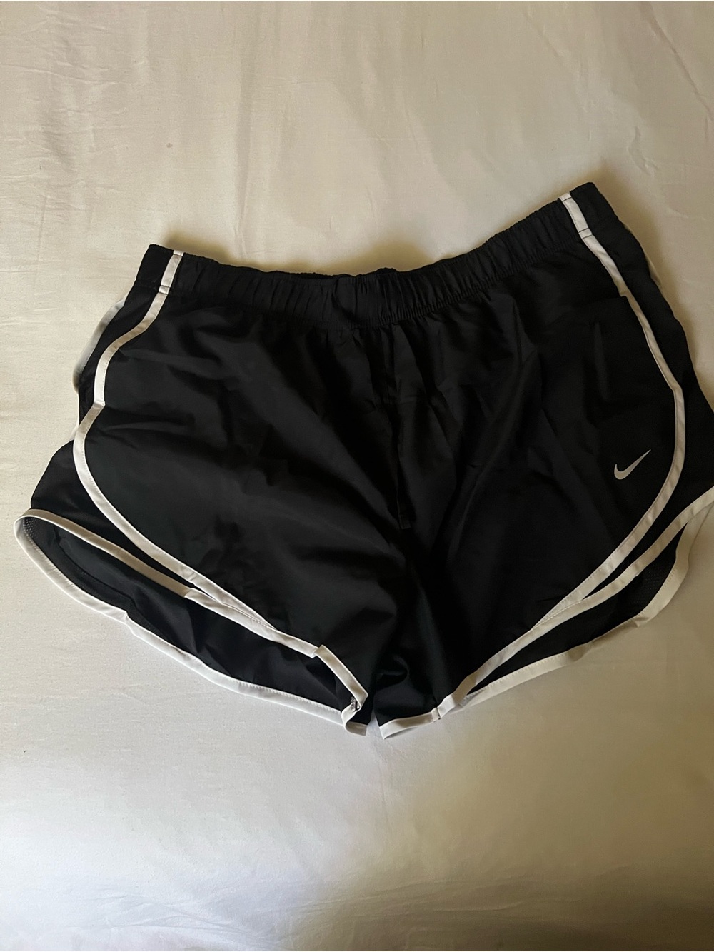 Nike Black Athletic Shorts with White Piping